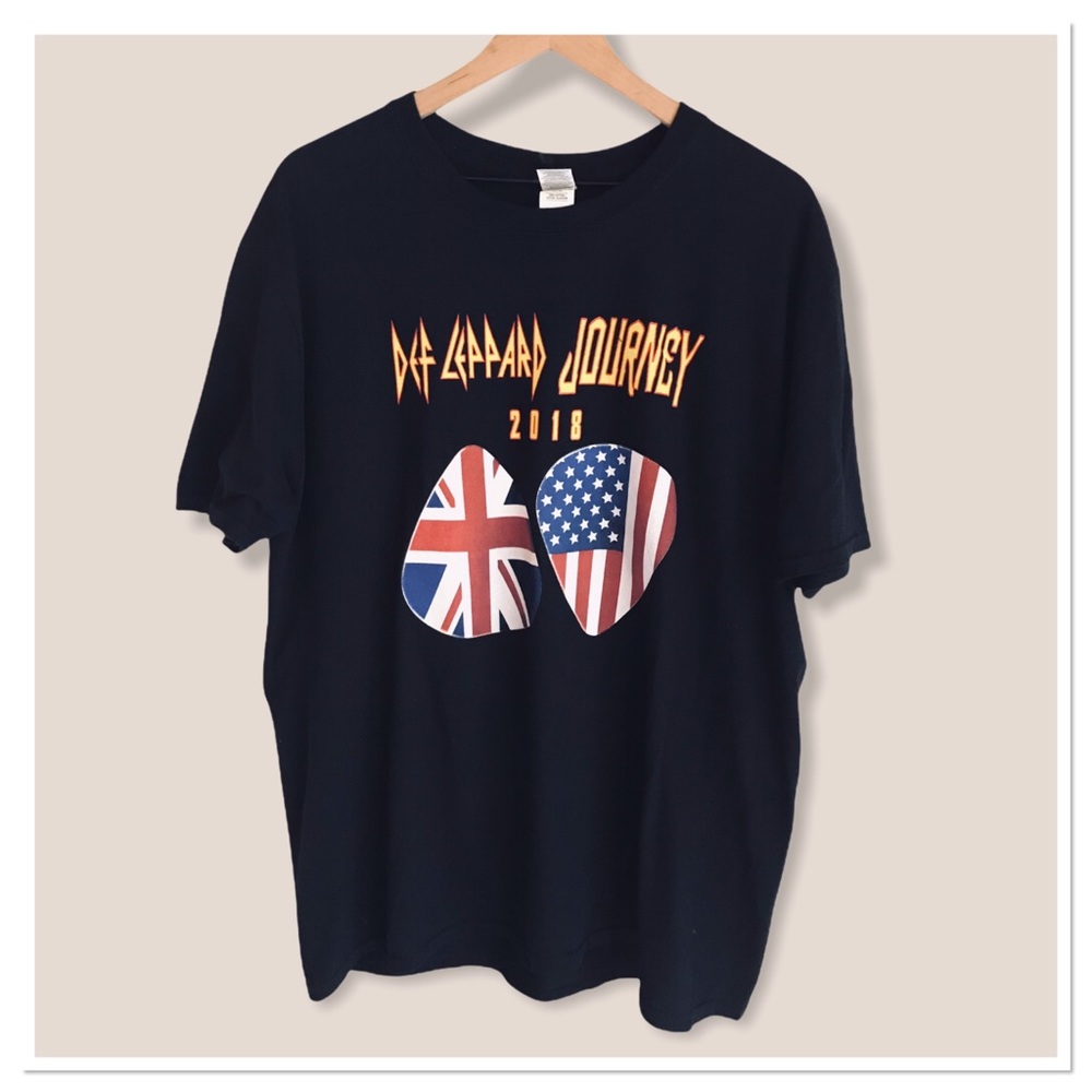 Def Leppard 2018 Tour Graphic Band Tee Shirt Black Short Sleeve Size XL